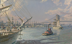 Busy Day in the East River - John Stobart