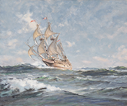 The Mayflower II at Sea Under Full Sail - Stobart, John