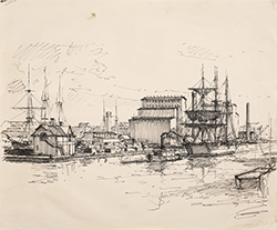 Study for: The Entrance to the Chicago River, Looking West, in 1876 - Stobart John