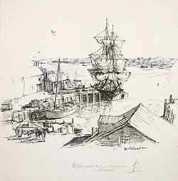 Study for: Marblehead: Appleton\'s Wharf in 1850 - Stobart, John