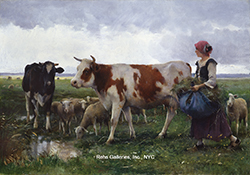 Peasant Woman with Cows and Sheep - Dupré Julien