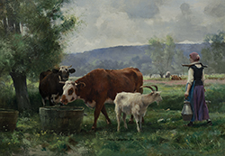 La jeune laitiere avec son troupeau - Dupré Julien