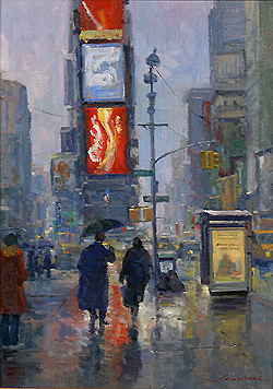 Walking in the Rain, Times Square - Roca Junn