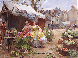 Woman Buying Flowers at a Market
