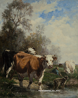 Cows with Shepherd and Dog - Marie Dieterle