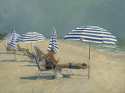 Striped Umbrella Beach Day - Mark Daly