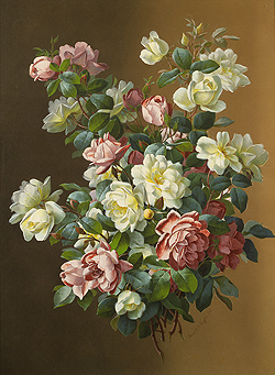 Bouquet of Pink & White Roses - Longpre, Raoul de