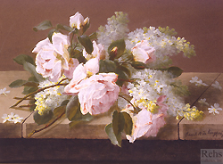 Pink Roses on a Ledge - Longpre, Raoul de