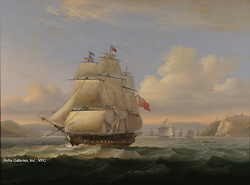 A British Frigate (thought to be the HMS Shannon) Leaving Plymouth - Thomas Luny