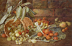 Still Life of Fruit Near a Brick Wall - Clare Vincent