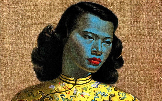 chinese girl with a blue face
