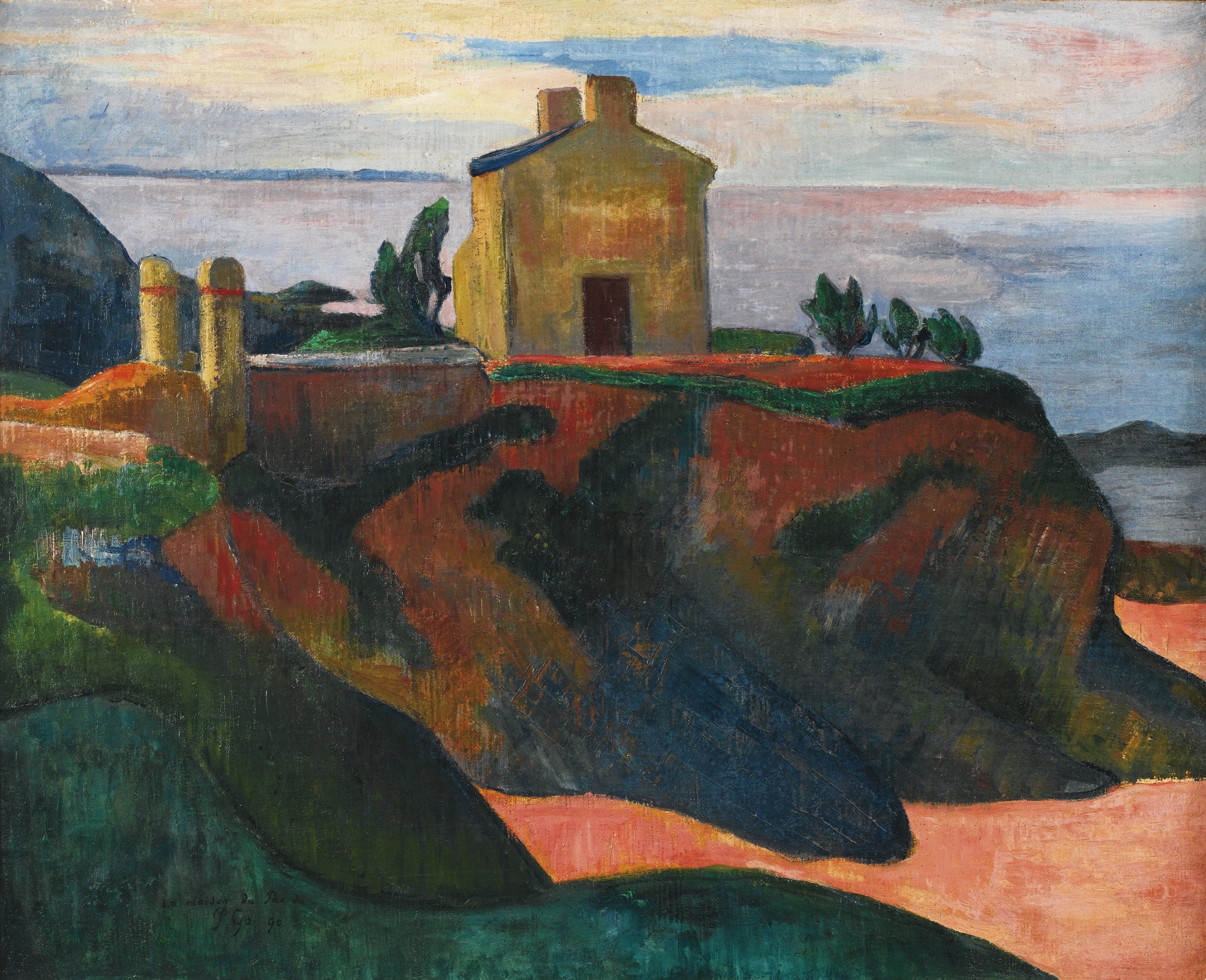 a landscape with a house