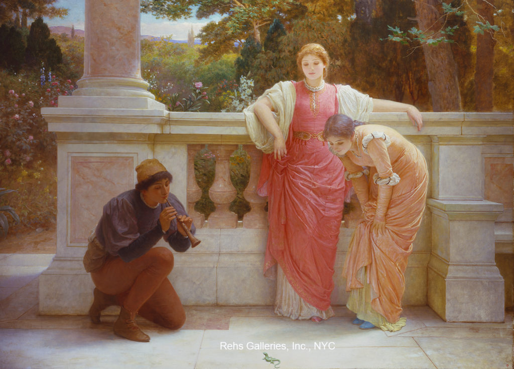 Three Neo-classical figures with a lizard
