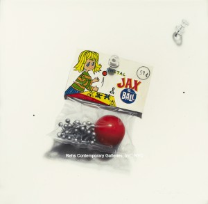 painting of a bag of Jax pinned to a wall