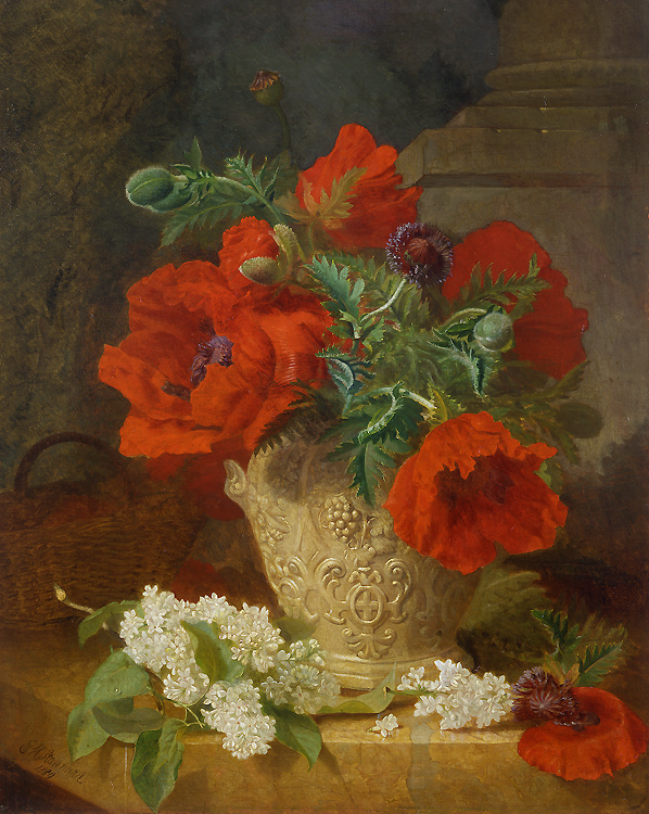 eloise_harriet_stannard_a3129_still_life_of_poppies_and_white_lilacs