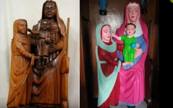 before and after images of the sculpture