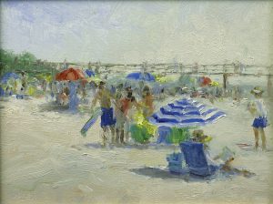 At the Beach, Naples, FL. Oil on panel wall art by Mark Daly
