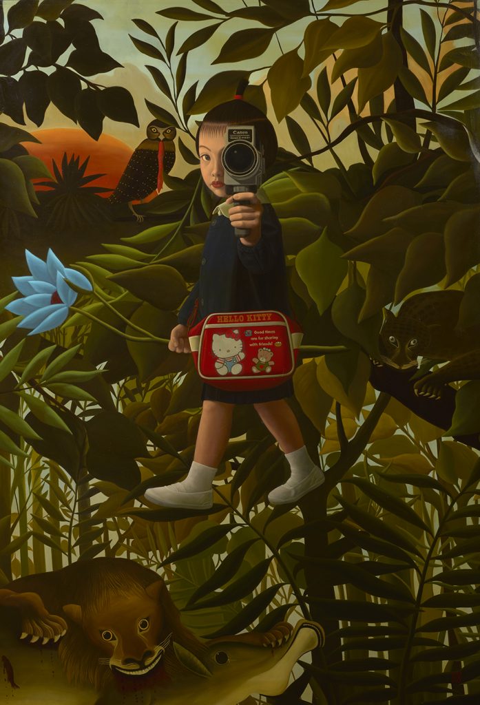 Naoko Walking in Rousseau's Forest oil painting by Mitsuru Watanabe