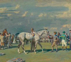 Alfred Munnings’ racing scene - Mahmoud Being Saddled for the Derby, 1936
