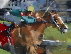Thoroughbreds Three Oil on panel Painting by Mark Legue