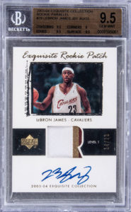 2003-04-Upper-Deck-Exquisite-Rookie-Auto-Patch-Parallel-LeBron-James-BGS-9-5-Goldin-July-2020