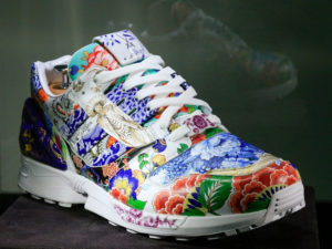 Adidas hand painted sneakers with designs from meissen porcelain