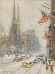 winter street scene in new york