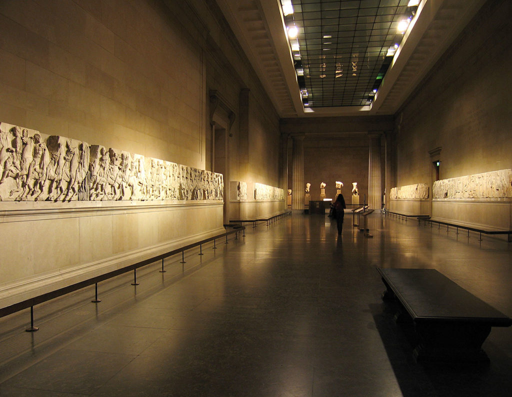 view of the Elgin Marbles at the British Museum