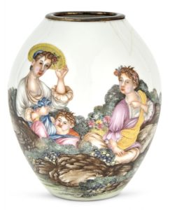 Chinese Imperial Falangcai vase with two european women and baby