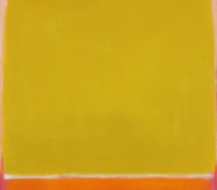 a painting with pink, red and yellow