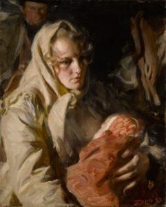 A woman holding a baby - Anders Zorn - Madonna - European & British Art