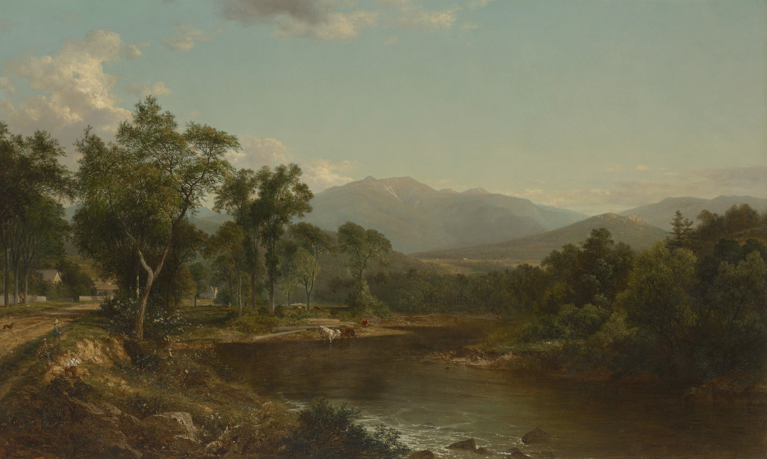 a river landscape - David Johnson’s Mount Lafayette from Franconia, New Hampshire - - American Art