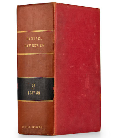 Harvard Law Review book from 1957-58 that was owned by Ruth Bader Ginsburg