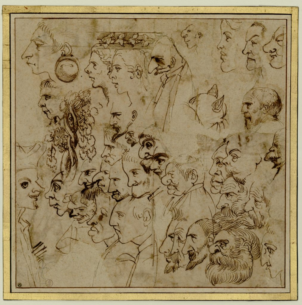 A collection of Renaissance-era caricatures by Antonio Caracci