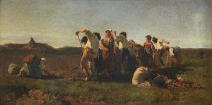 A large, realist work of Italian peasants working a field sold at Bonhams