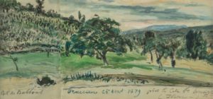 A watercolor and gouache landscape of Balbins by Johan Barthold Jongkind