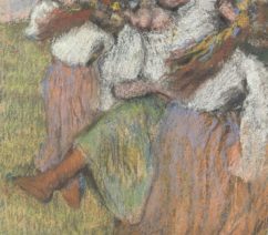 An impressionist pastel drawing by Degas of peasant folk dancers from Ukraine
