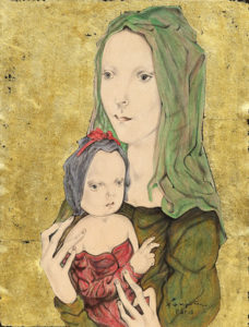 A mother and child painting by the French Japanese artist Tsuguharu Foujita, sold at Bonhams