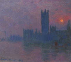 An impressionist work by Claude Monet of the British Parliament at the Palace of Westminster in London, sold at Christie's