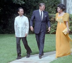 Philippine dictator Ferdinand Marcos, US president Ronald Reagan, and First Lady Imelda Marcos