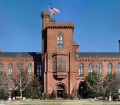 The original Smithsonian Institution building on the National Mall in Washington DC