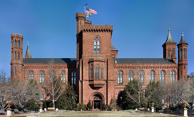 The original Smithsonian Institution building on the National Mall in Washington DC