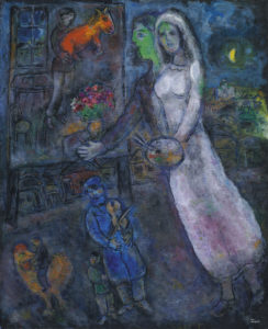 A painting by Marc Chagall sold at Christie's London of a married couple, a painter, and a violinist