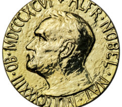 Nobel Peace prize gold coin with image of alfred nobel