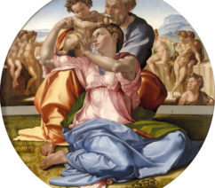 The Doni Tondo, painted by Michelangelo Buonarroti, in the collection of the Uffizi Gallery in Florence