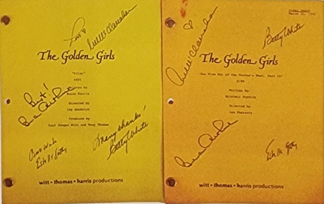autographed scripts from the golden girls series, pilot and finale