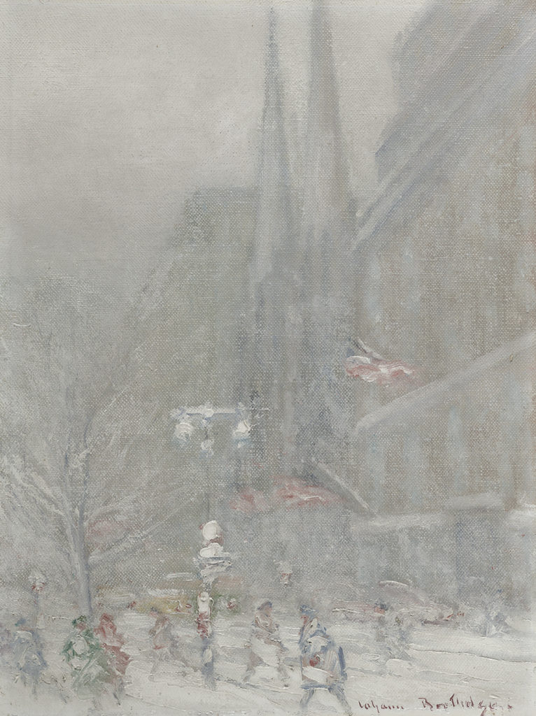 Johann Berthelsen's St. Patrick's Cathedral, 5th Avenue in the snow