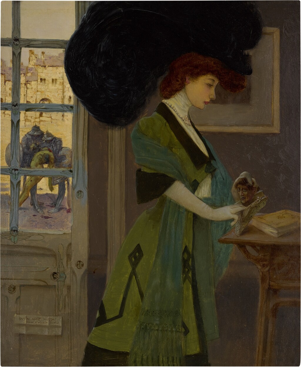 portrait of a woman standing at a table - Gustav A. Mossa’s La Légende de Judith 