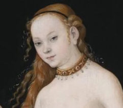 head of a woman - detail of the Lucas Cranach painting