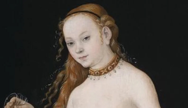 head of a woman - detail of the Lucas Cranach painting